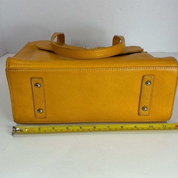 Dooney & Bourke Pebbled Leather Purse Satchel Handbag Mustard Yellow EUC - Picture 11 of 11